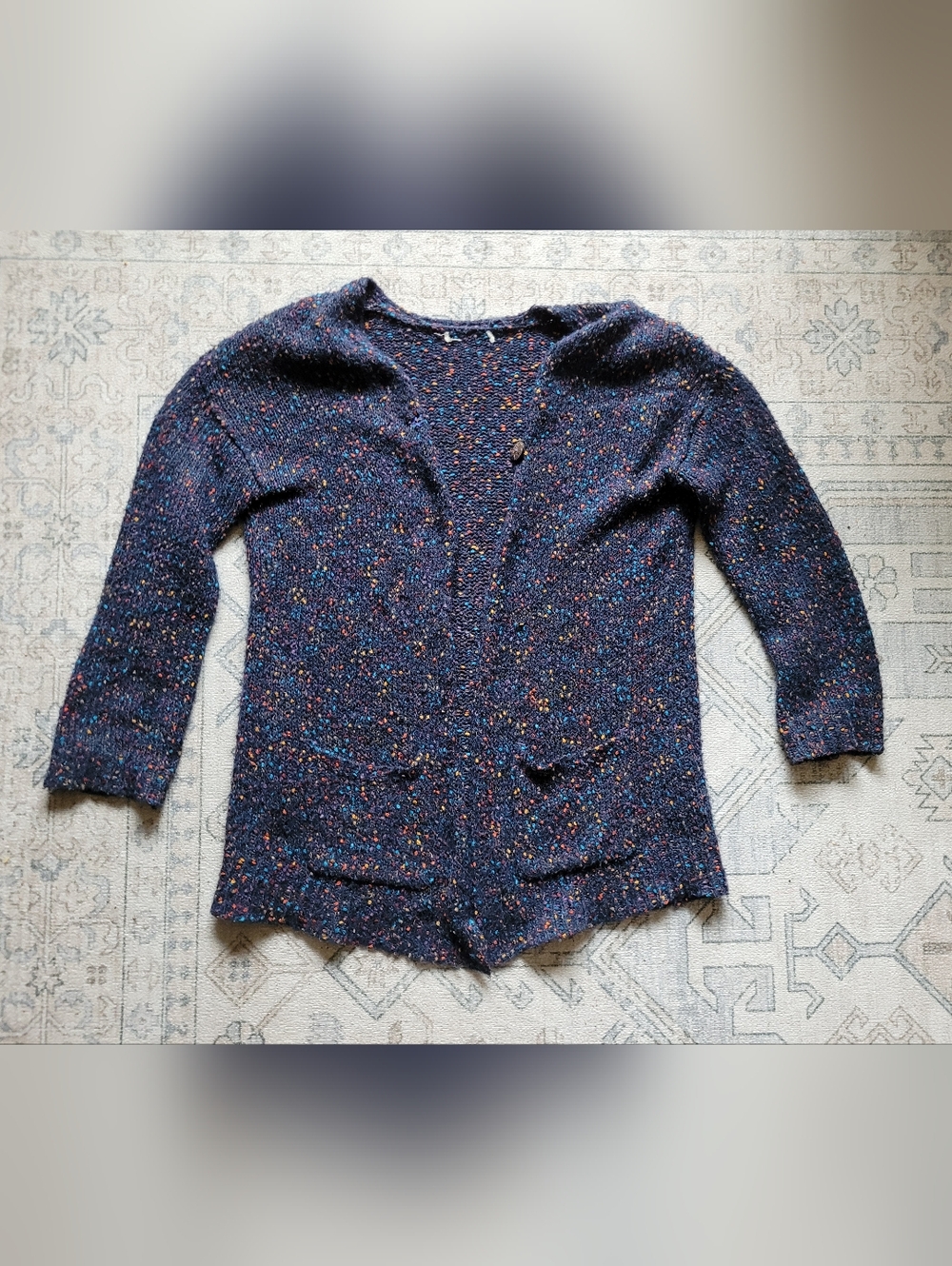 Cozy Multi-colored Cardigan With Pockets And Single Button